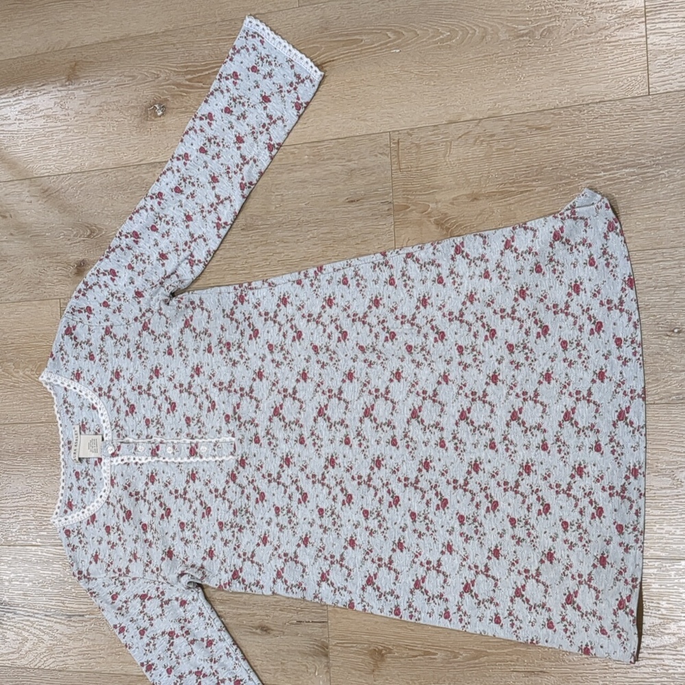 Laura Ashley Floral Pajama Dress - White and Pink
